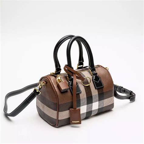 burberry mini bowling|Mini Check Bowling Bag in Dark birch brown .